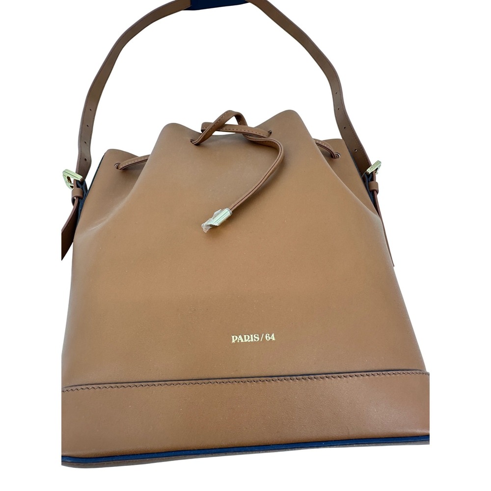 PARIS/64 Always Caramel Bucket Bag Cognac Brown Leather Drawstring Spain Luxury - Picture 14 of 16